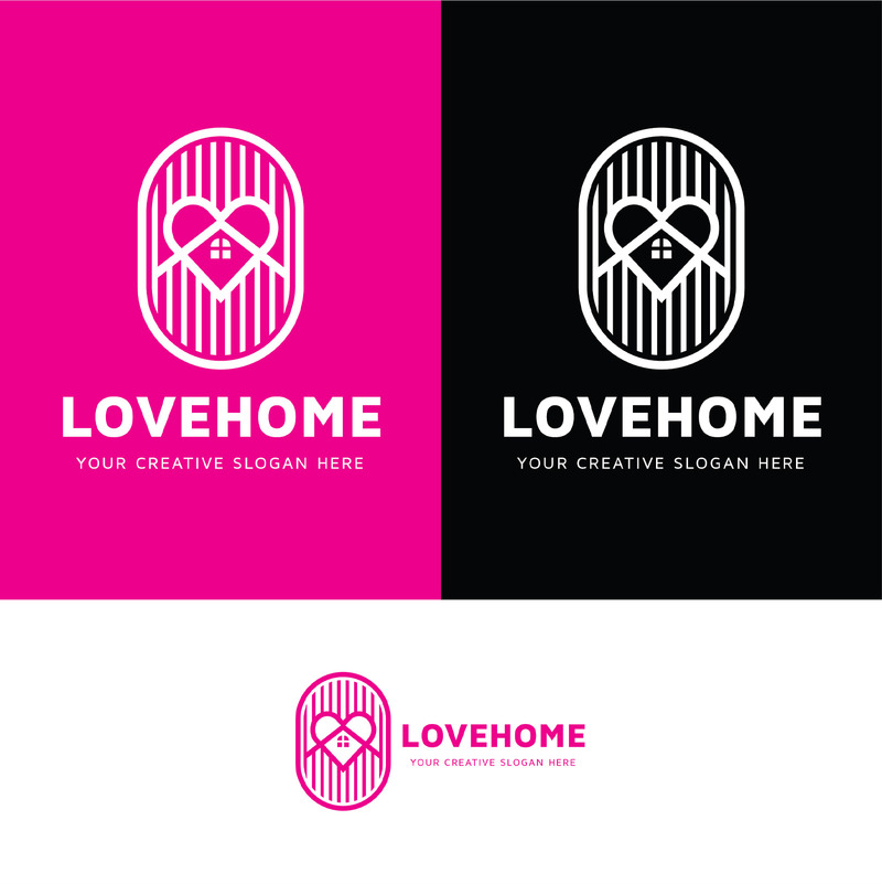 Modèle de conception de logo de maison d'amour créatif - Caractéristiques de l’image 1
