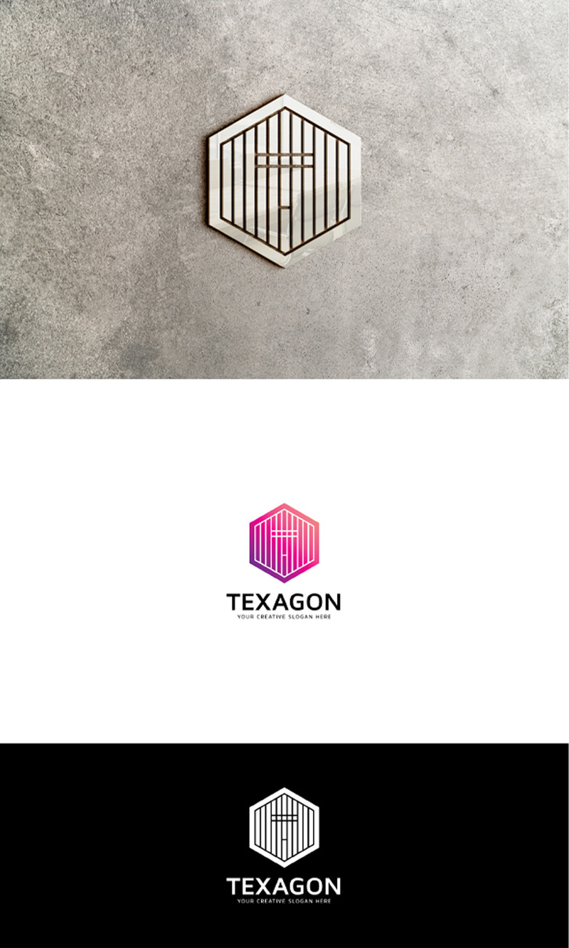 Zeshoekige T brief Logo ontwerpsjabloon - Features Image 1