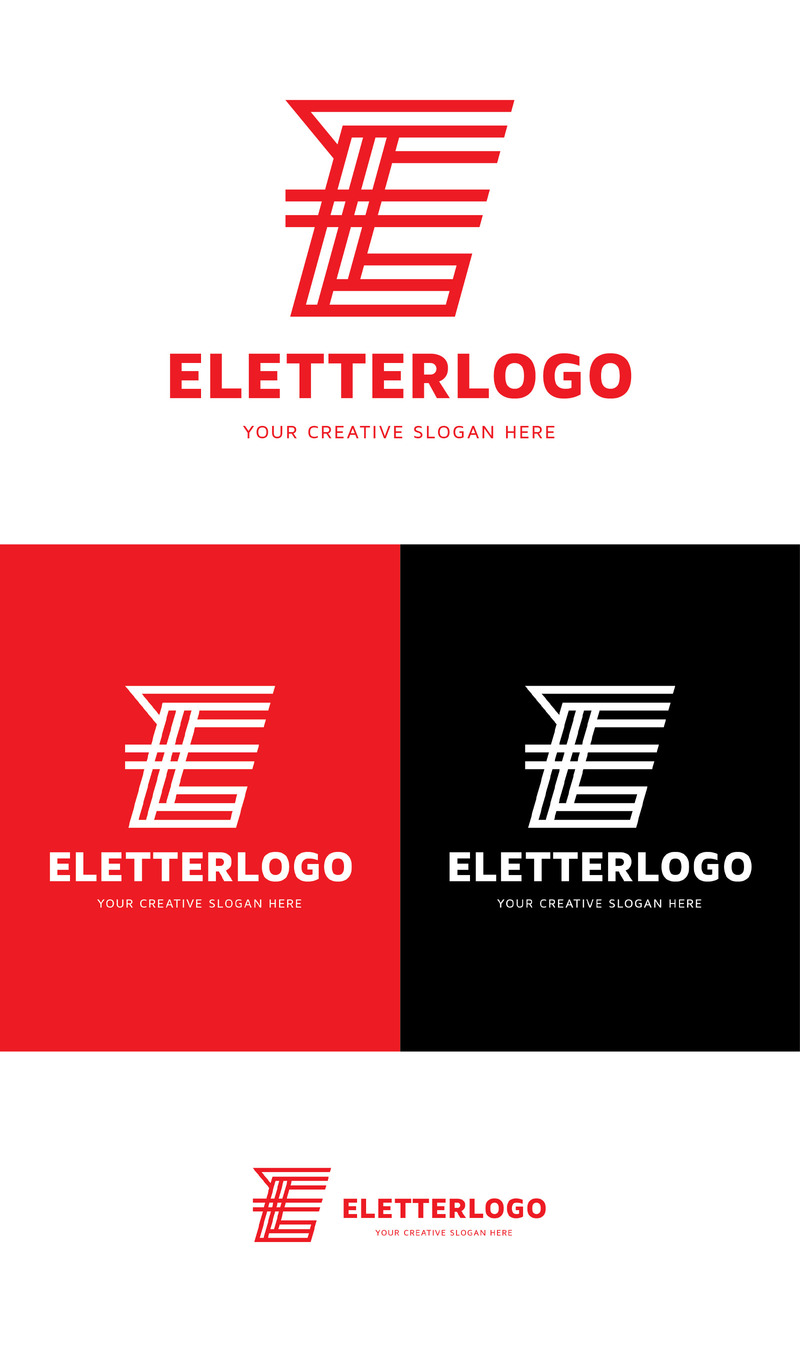 Modello di design per il logo con la lettera E rossa - Caratteristiche Immagine 1