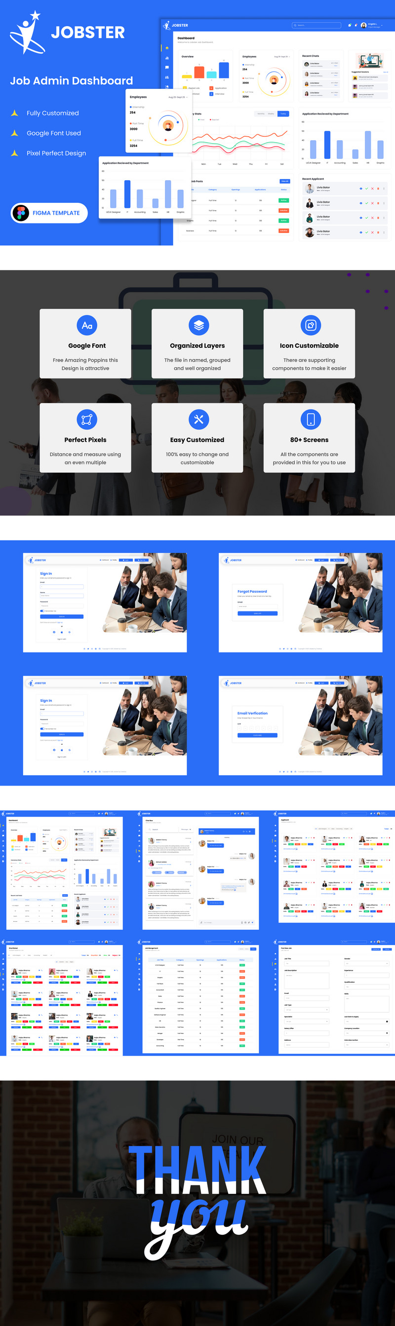Jobster 职位管理仪表板 Figma 模板 - Features Image 1
