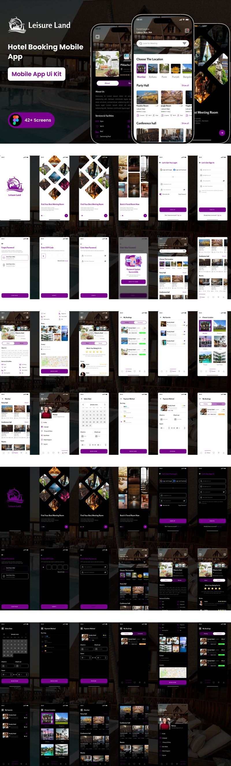 Leisure Land - Шаблон мобільного додатка для бронювання готелів Figma - Features Image 1