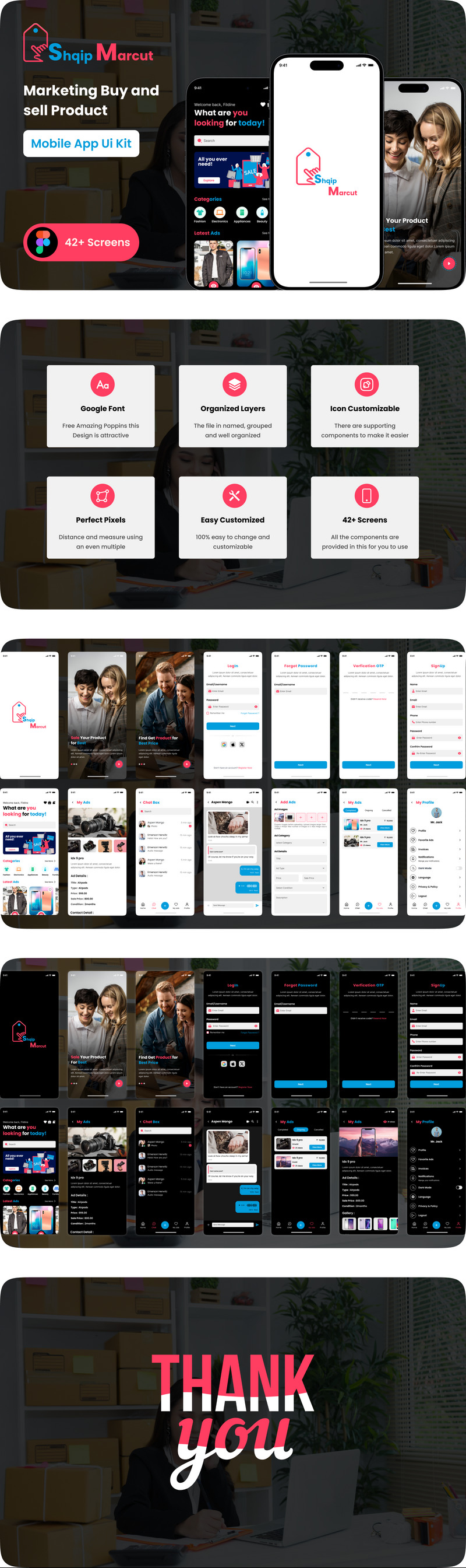 Shqip Marcut – Šablona uživatelského rozhraní aplikace pro nákup a prodej - Features Image 1