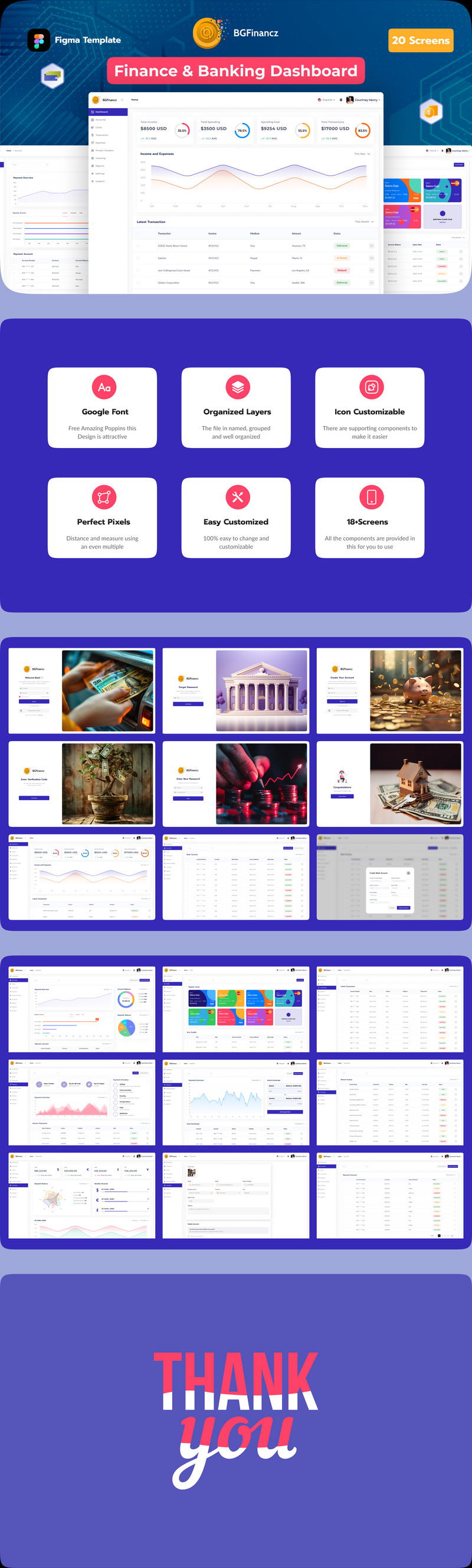 BGFinancz Banking Admin Dashboard UI Template - Features Image 1