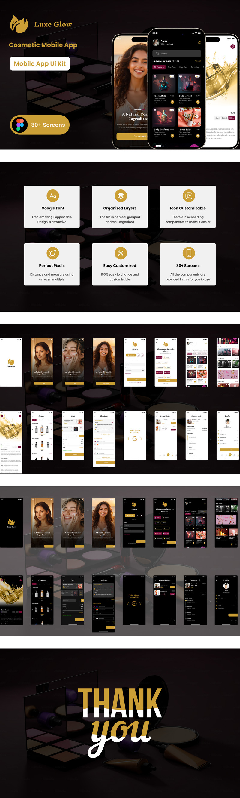 Luxe Glow-Cosmetic Mobile App Figma Mall - Features Image 1