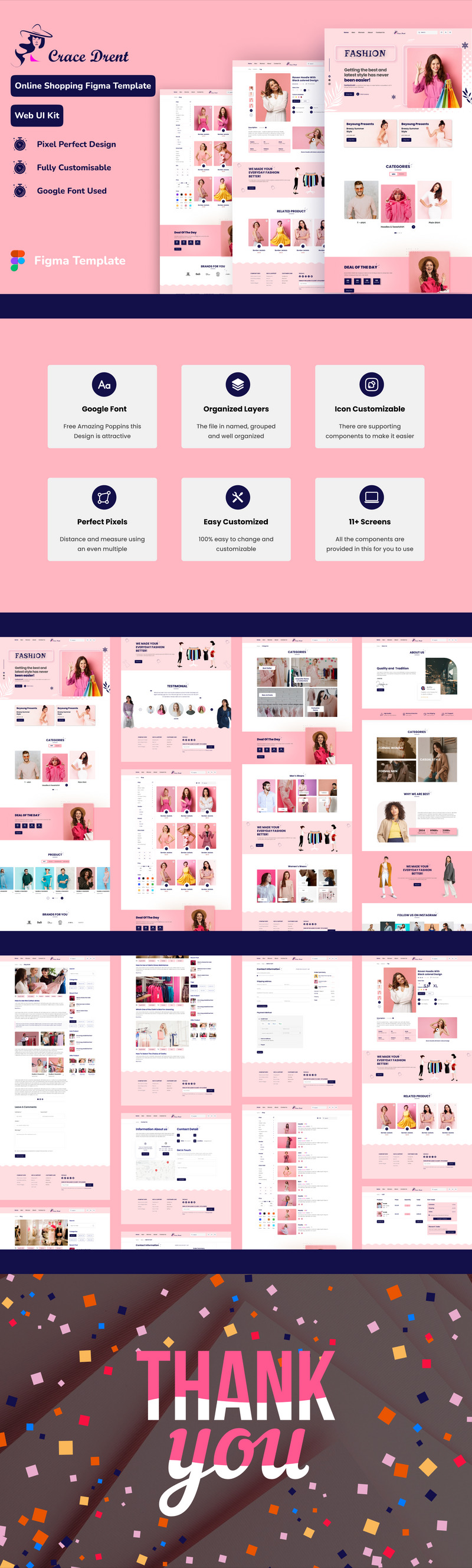 Crace Drent 时尚网站 Figma 模板 - Features Image 1