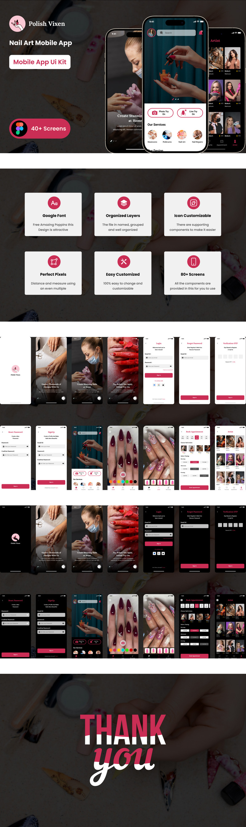 Polish Vixen - Nail Art Mobile App Figma Mall - Features Image 1