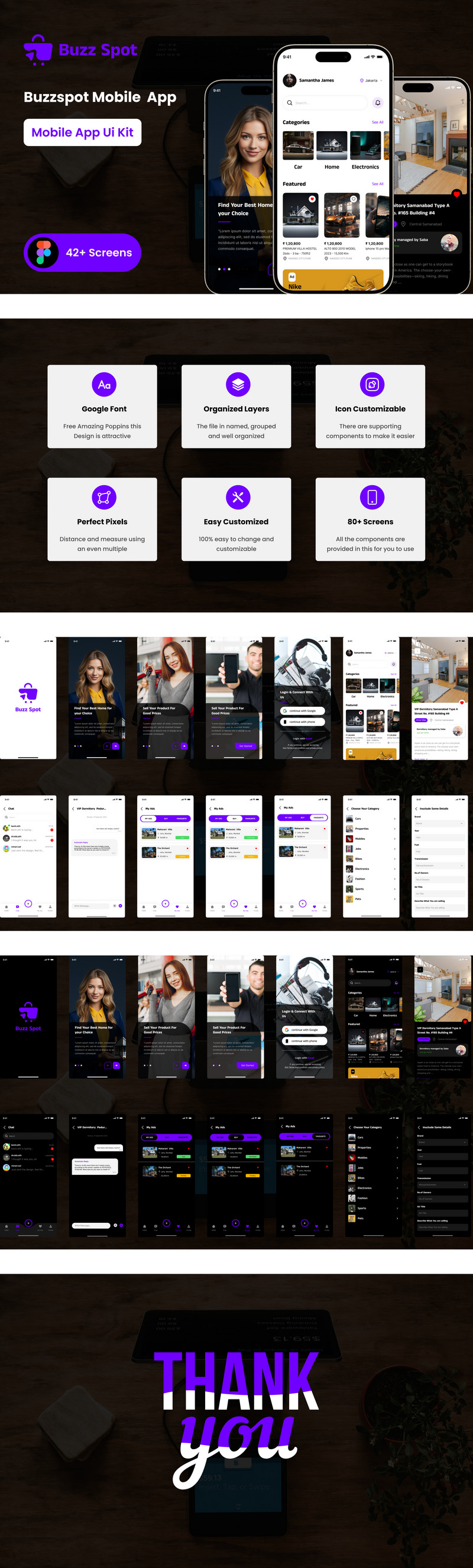 Buzz Spot - Online Marketplace Mobile App Figma Template - Features Image 1
