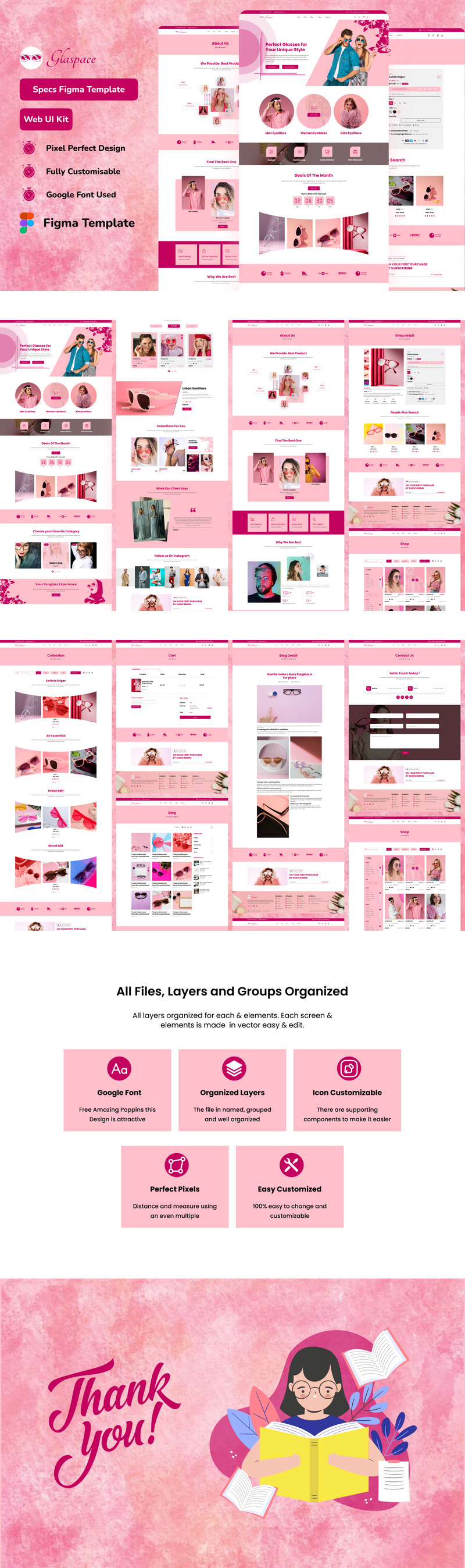 Glaspace - Plantilla Figma para sitio web de Eye Glass - Características Imagen 1