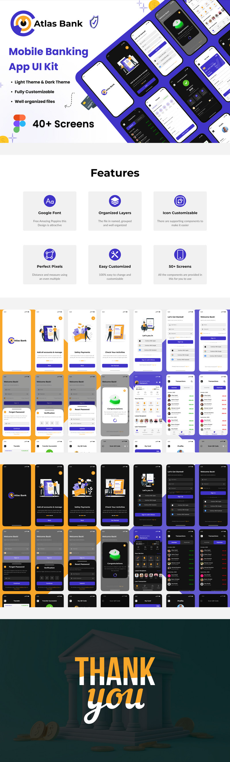 Plantilla de interfaz de usuario de la aplicación móvil bancaria Atlas Bank - Características Imagen 1