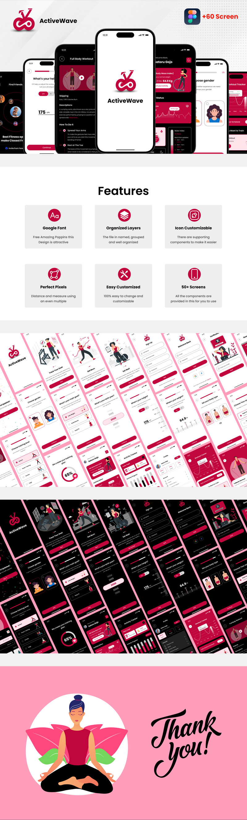 Activewave Mobile Fitness App Figma Template - Features Image 1
