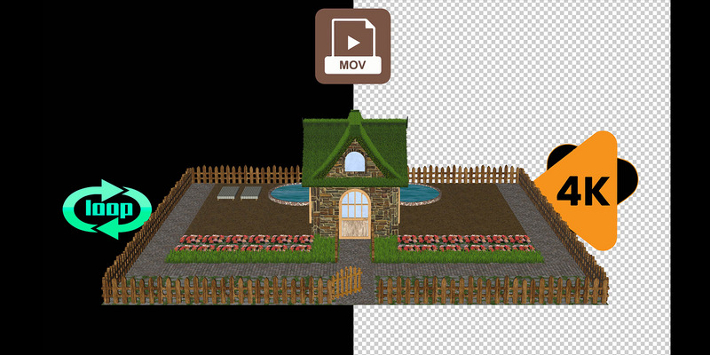 Animation of a fairy house, looped (4K, transparent background) - Features Image 1