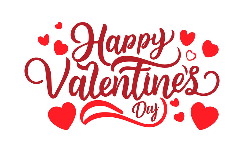 Poster tipografico vettoriale Happy Valentines Day con testo calligrafico rosso scritto a mano gratuito - Caratteristiche Immagine 1