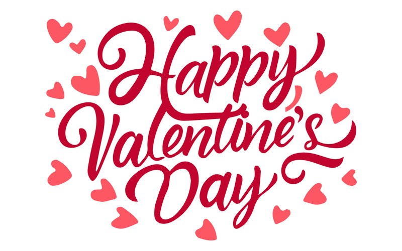 Lettering poster di calligrafia scritta a mano di Happy Valentine's Day. Vector gratis su uno sfondo bianco. - Caratteristiche Immagine 1