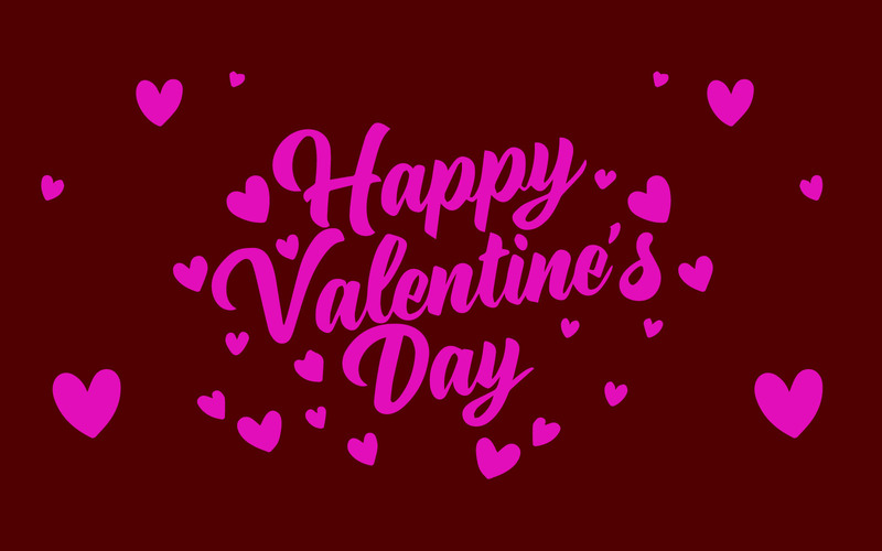 Gratis Happy Valentine's day tekst, hand belettering typografie poster op roze kleur - Features Image 1