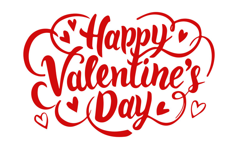 Lettering moderno ed elegante disegnato a mano di cuori rossi di Buon San Valentino su sfondo bianco gratuito - Caratteristiche Immagine 1