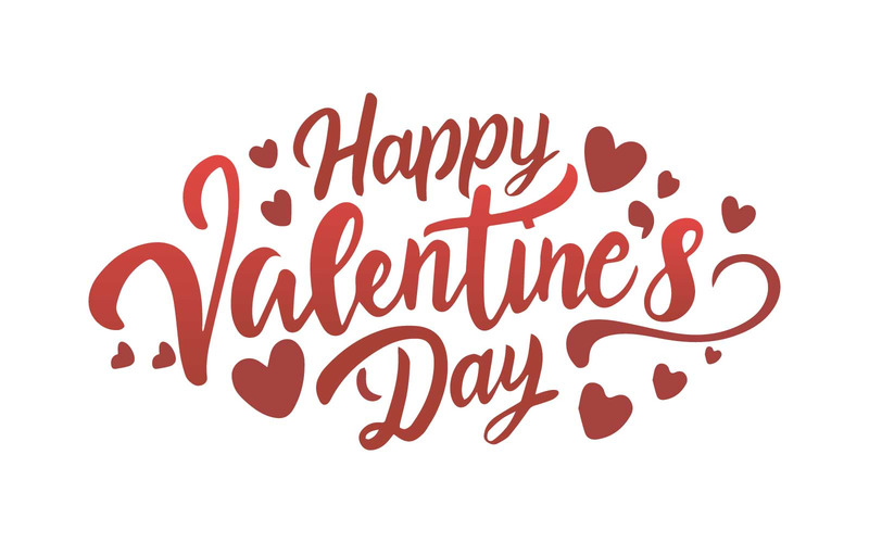 Tipografia di felice giorno di San Valentino con il vettore dei cuori per l'invito gratuito di poster da stampare cartoline - Caratteristiche Immagine 1