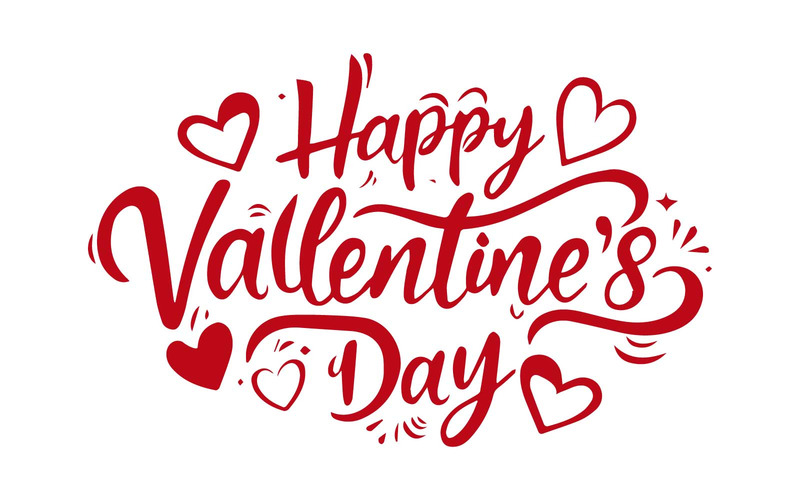 Feliz día de San Valentín color rojo letras manuscritas con corazones vector Plantilla gratuita - Características Imagen 1