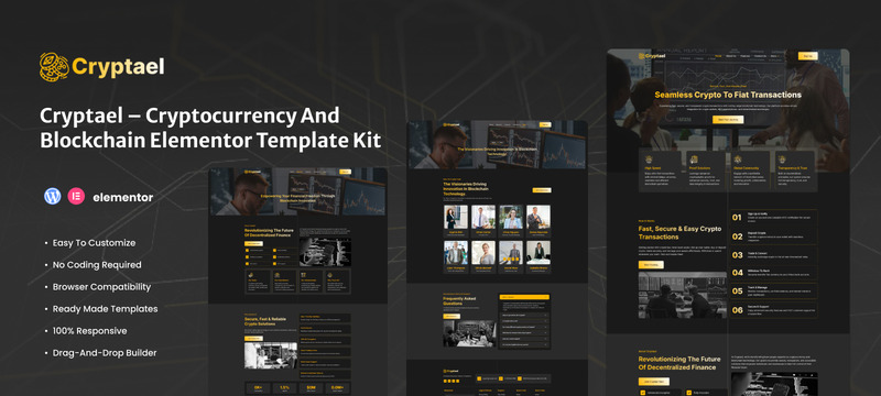 Cryptael – Kit di modelli Elementor per criptovalute e blockchain - Caratteristiche Immagine 1