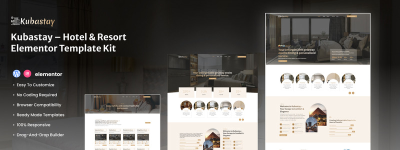 Kubastay – Kit modello Elementor per prenotazioni di hotel e resort - Caratteristiche Immagine 1