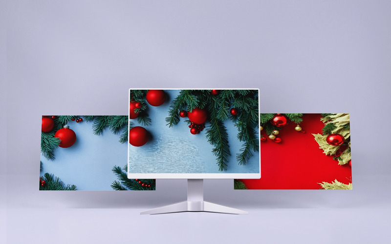 Köknar Dalları ve Kırmızı Toplarla 3 Noel Arkaplanı Koleksiyonu - Features Image 1