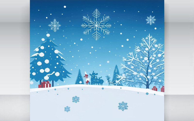 Nieve y árboles Espíritu navideño Imagen de invierno Formato vectorial Alta calidad - Características Imagen 1
