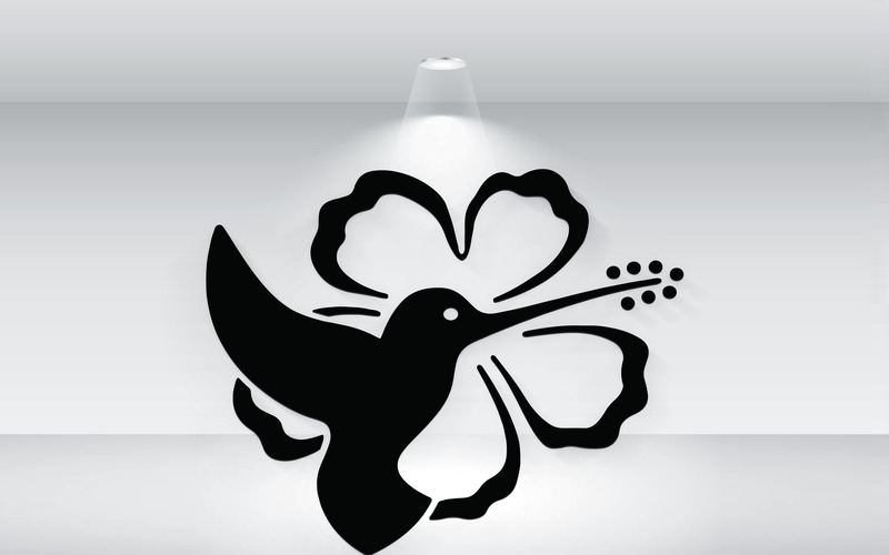 Colibrì Con Un Fiore Logo Vettoriale - Caratteristiche Immagine 1