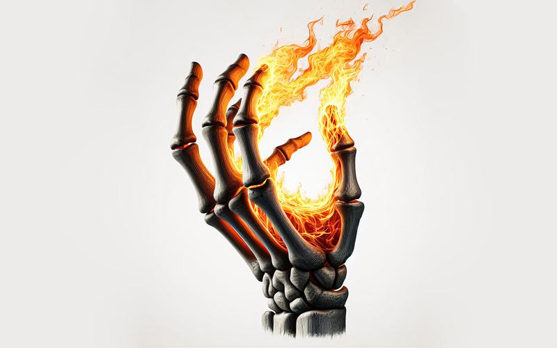 Skelett Hand Med Brand Hög Kvalitet Illustration - Features Image 1