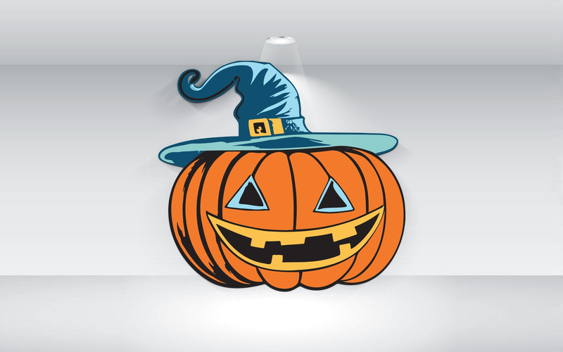 Halloween Pumpkin With A Hat Illustration - Features Image 1