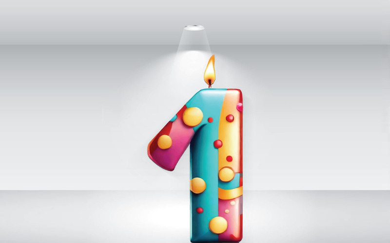 Número uno para cumpleaños con vector de vela - Características Imagen 1