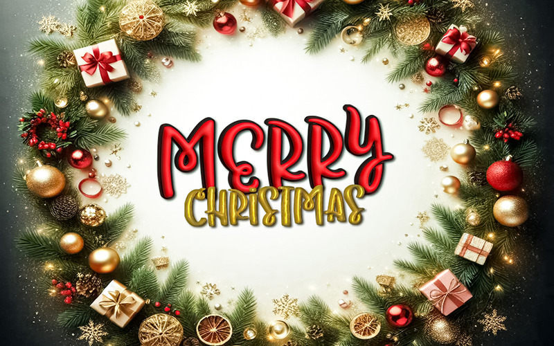 Merry Christmas 3D Editable Text Effect Illustration - Características Imagen 1