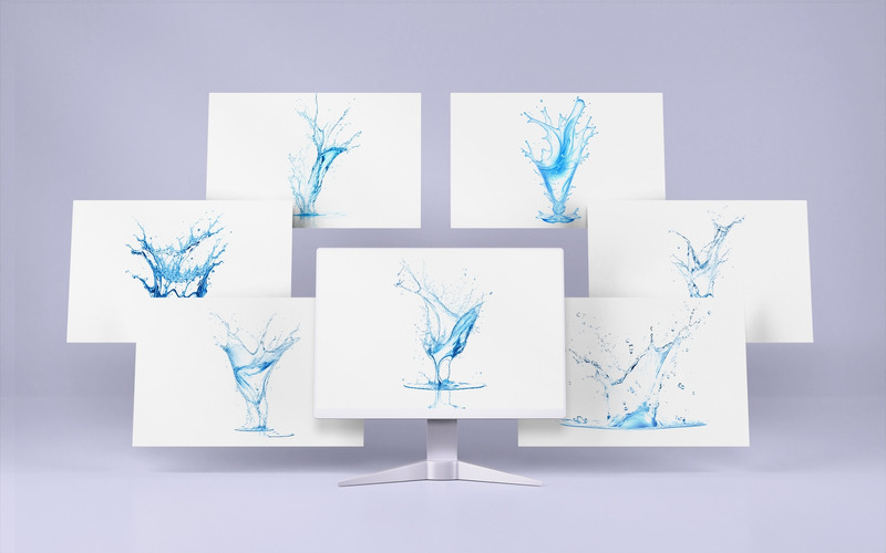 Sammlung von 7 Wasserspritzern auf einer transparenten Hintergrundvorlage - Eigenschaften Bild 1