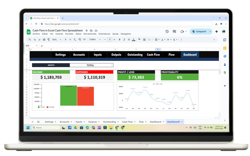 Cash Flow in Excel | Ultimate Cash Flow Spreadsheet - Features Image 7