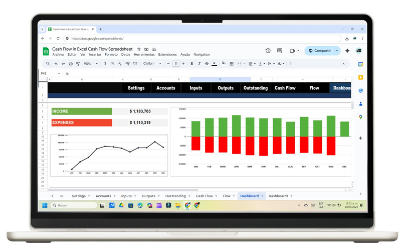 Cash Flow in Excel | Ultimate Cash Flow Spreadsheet - Features Image 8