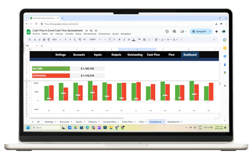 Cash Flow in Excel | Ultimate Cash Flow Spreadsheet - Features Image 6
