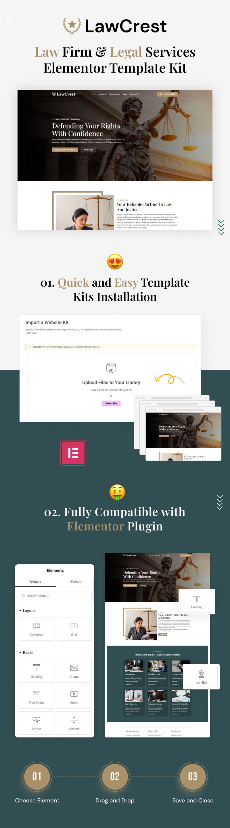LawCrest - Law Firm & Legal Services Elementor Template Kit - Features Image 1