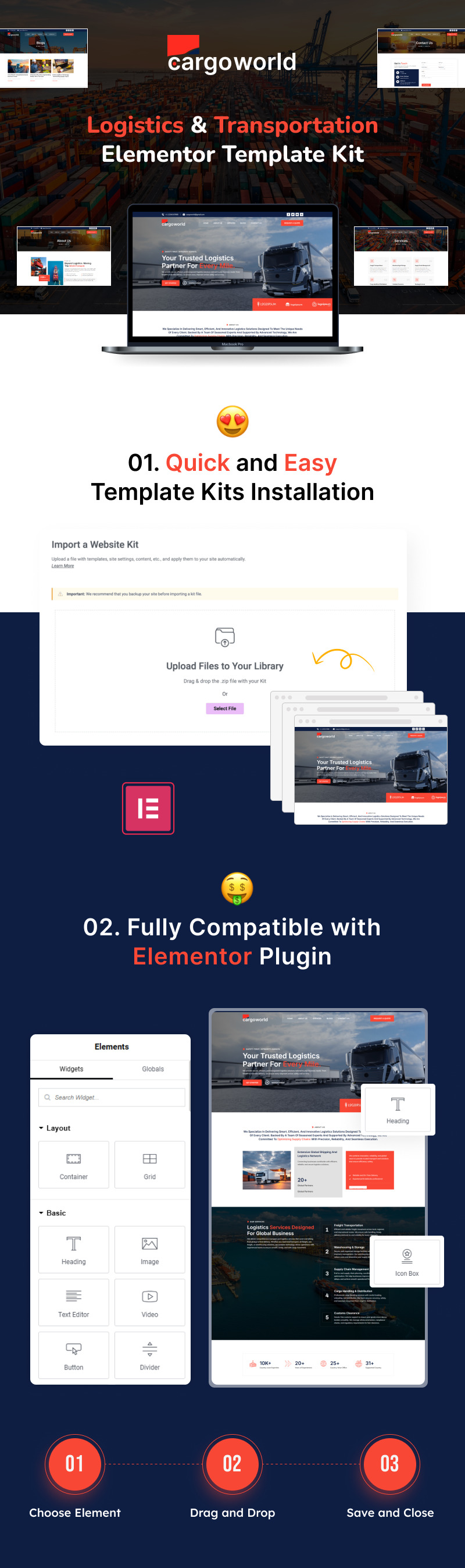 Cargo World – Elementor-mallkit för logistik och transport - Features Image 1