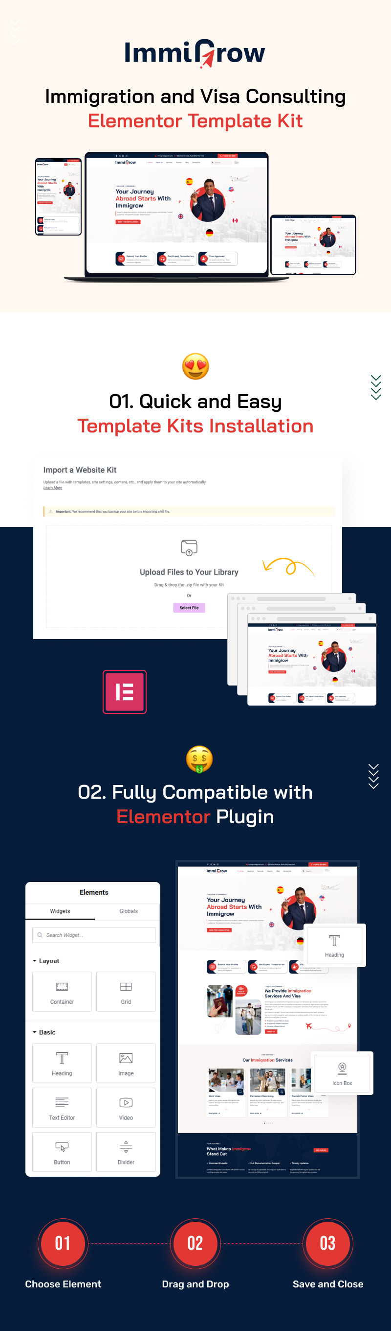Immigrow – Immigration And Visa Consulting Elementor Template Kit - Features Image 1