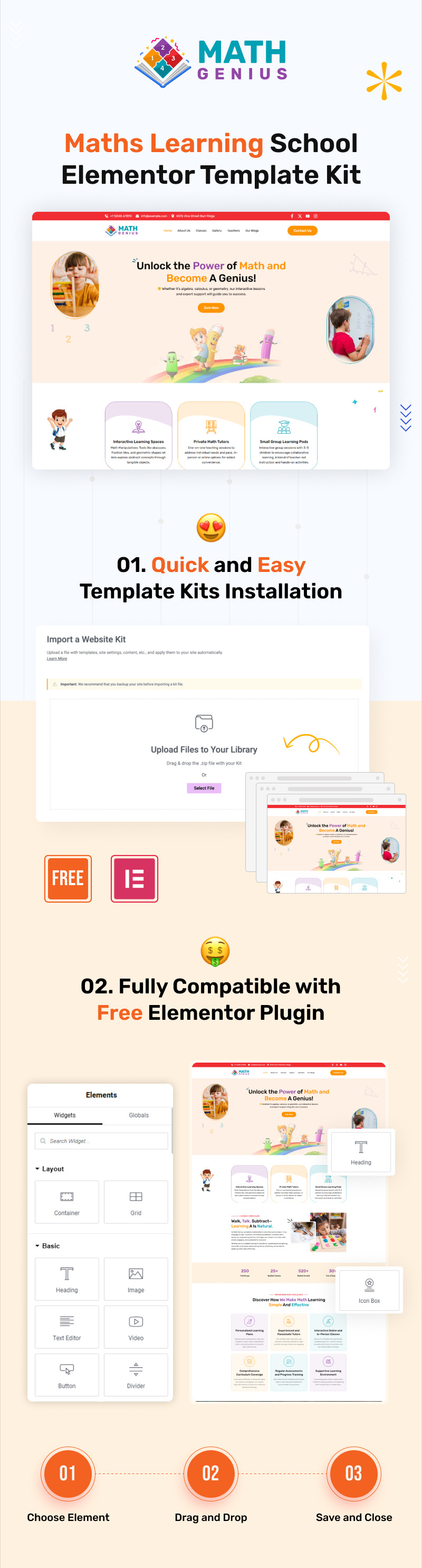 Math Genius - Набор шаблонов Elementor для обучения математике - Features Image 1