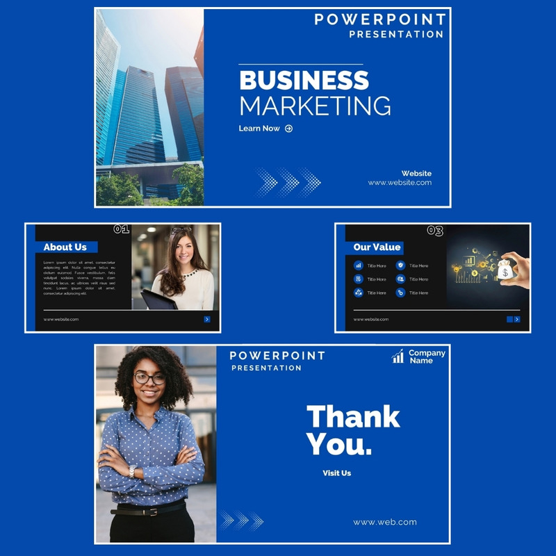 Presentación de PowerPoint empresarial en azul y blanco - Características Imagen 2