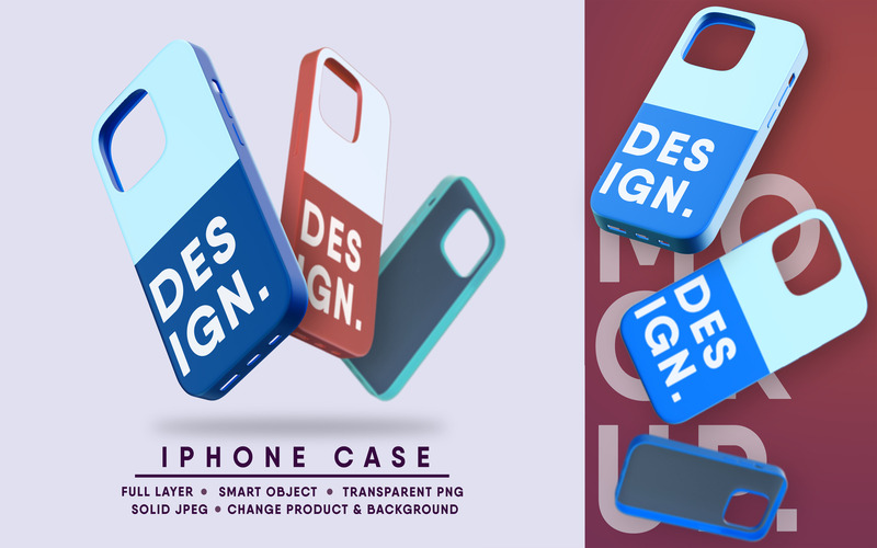 Mockup della custodia per iPhone I facilmente modificabile - Caratteristiche Immagine 1