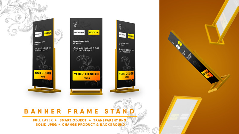 Mockup del supporto per cornice banner I facilmente modificabile - Caratteristiche Immagine 1