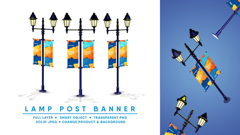 Lamp Post Banner Mockup I Easy Editable - Features Image 1
