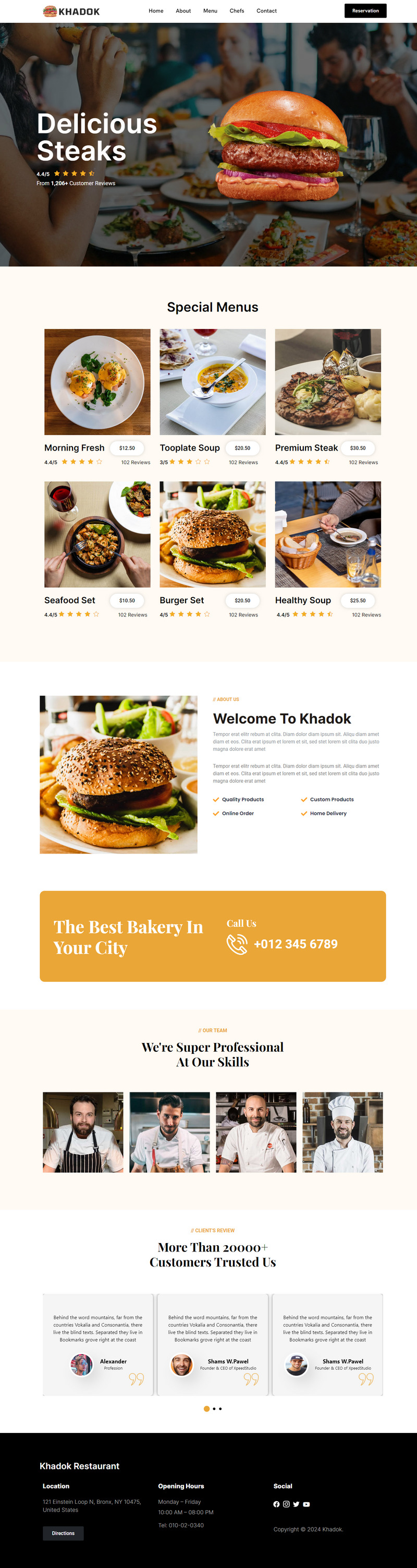 Khadok - Food and Restaurant One Page WordPress Theme - Features Image 1