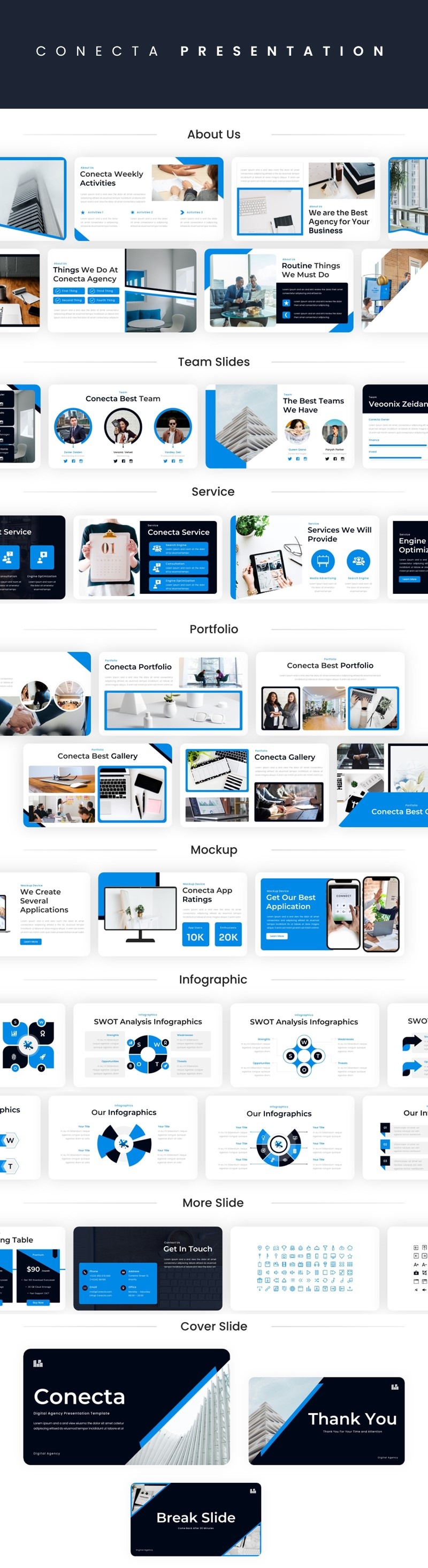 Conecta – шаблон цифрового агентства Google Slides - Features Image 1