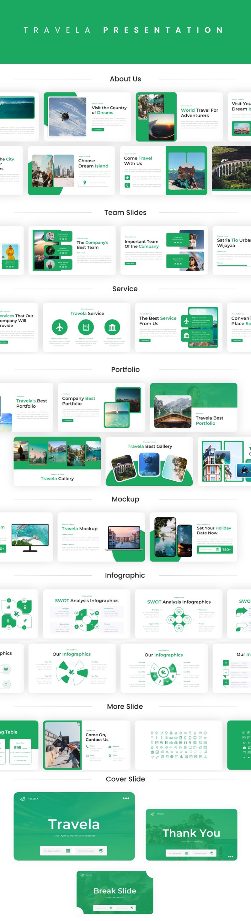 Travela - Plantilla de diapositivas de Google para agencias de viajes - Características Imagen 1