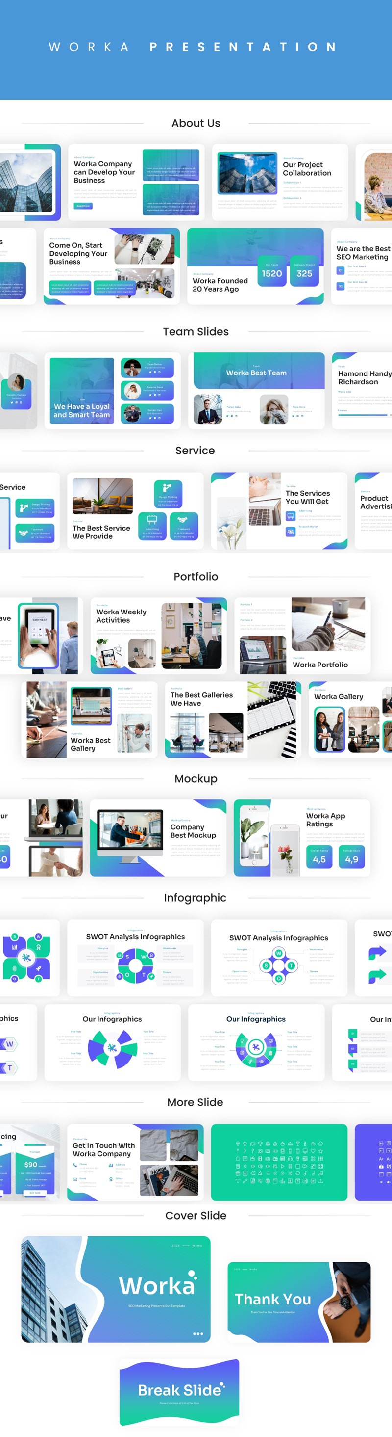 Worka – Modèle de diapositives Google pour le marketing SEO - Caractéristiques de l’image 1