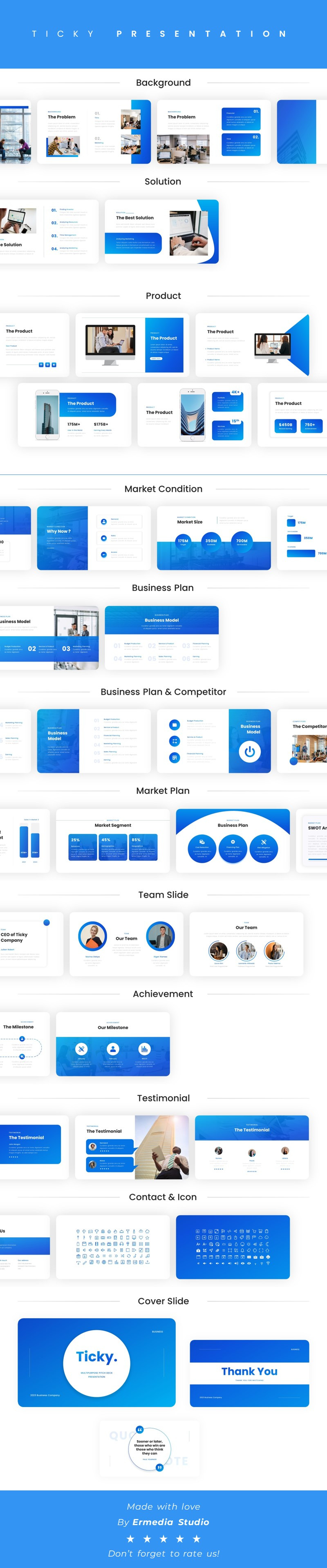 Ticky - Multipurpose Pitch Deck PowerPoint Template - Features Image 1