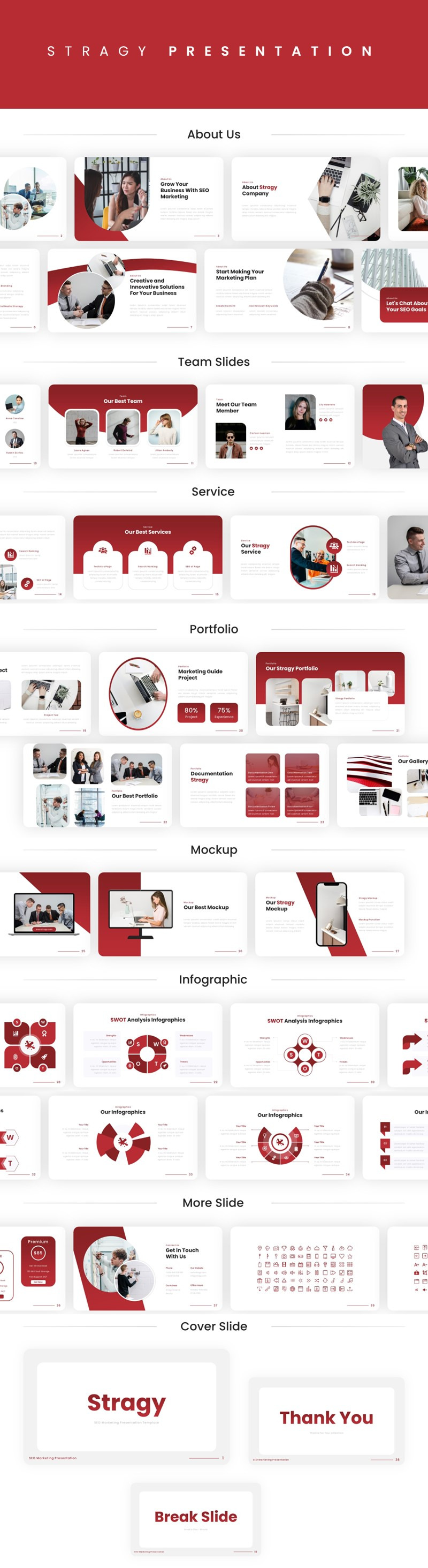 Stragy – Plantilla de PowerPoint para marketing SEO - Características Imagen 1