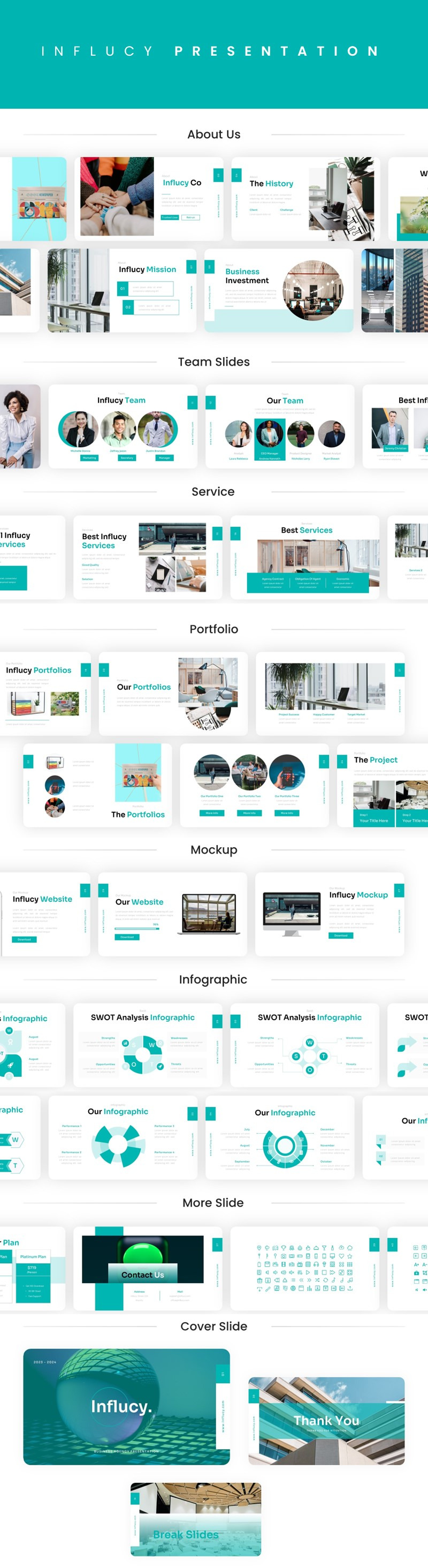Influcy - Шаблон слайдов Google для бизнес-агентства - Features Image 1