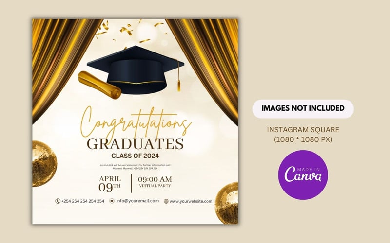 Graduation Congratulatory Card Design Template - Features Image 1